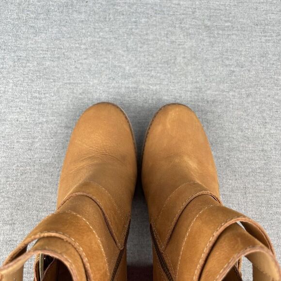 Steve Madden Boots Womens 8.5 Tan Leather Buckle Heel Boho Western Cowgirl Ankle - Picture 5 of 16